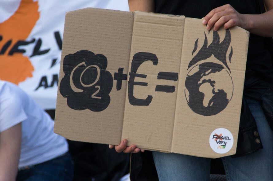 protester holding climate strike sign